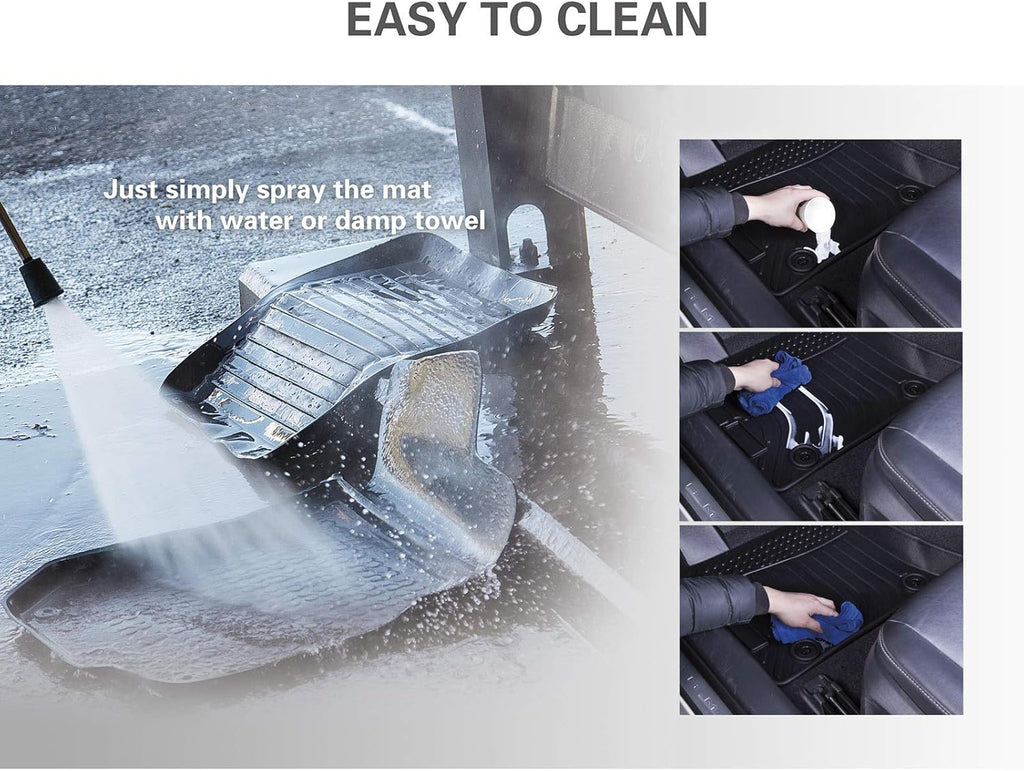 Black Waterproof Car Mats Full Set Front Rear 3rd Row W30907