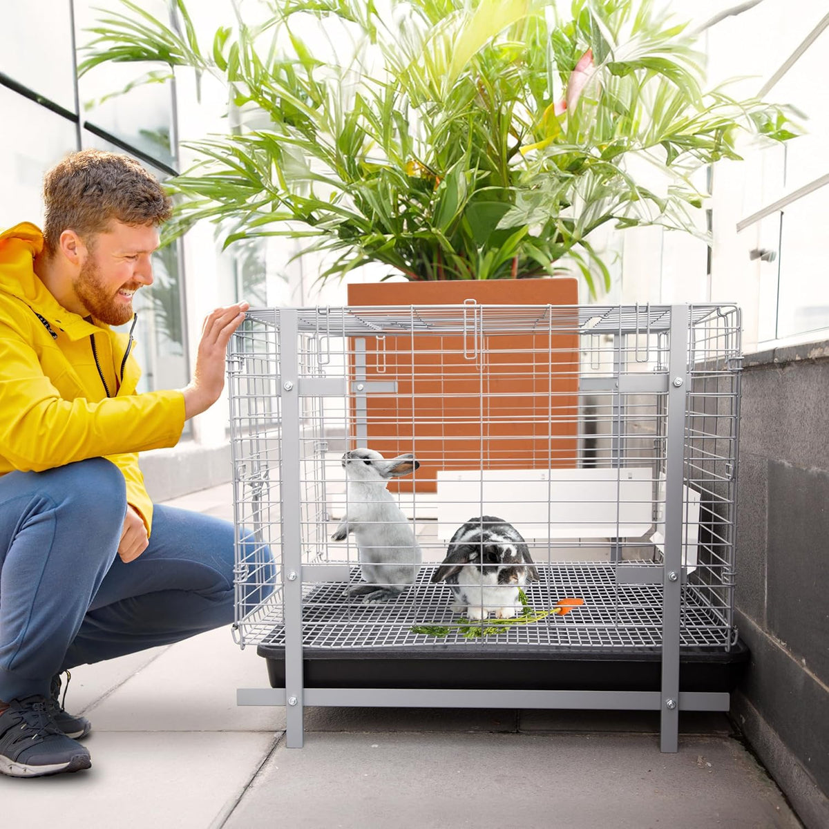 24-inch Rabbit Cage with Tray W313