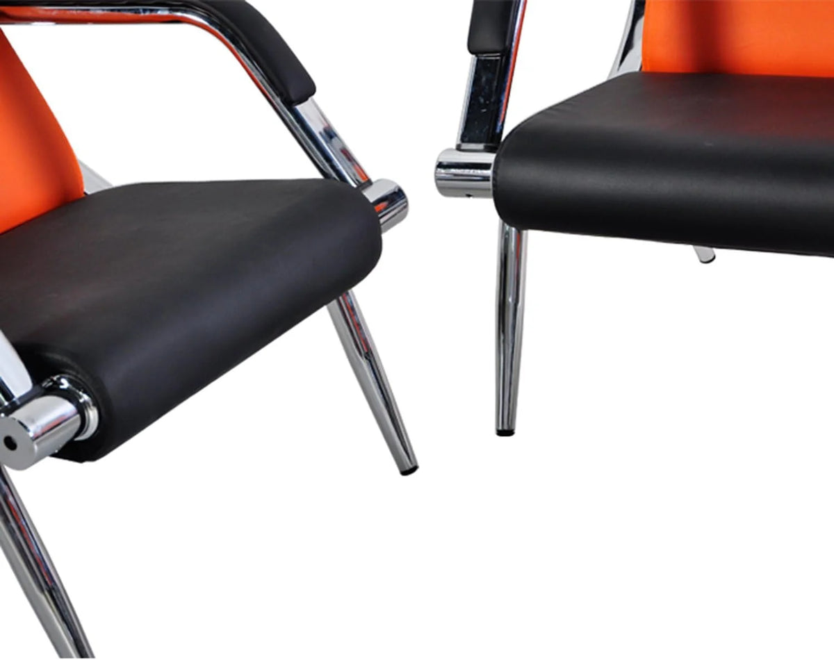 Orange And Black PU Leather Reception Chair K9711