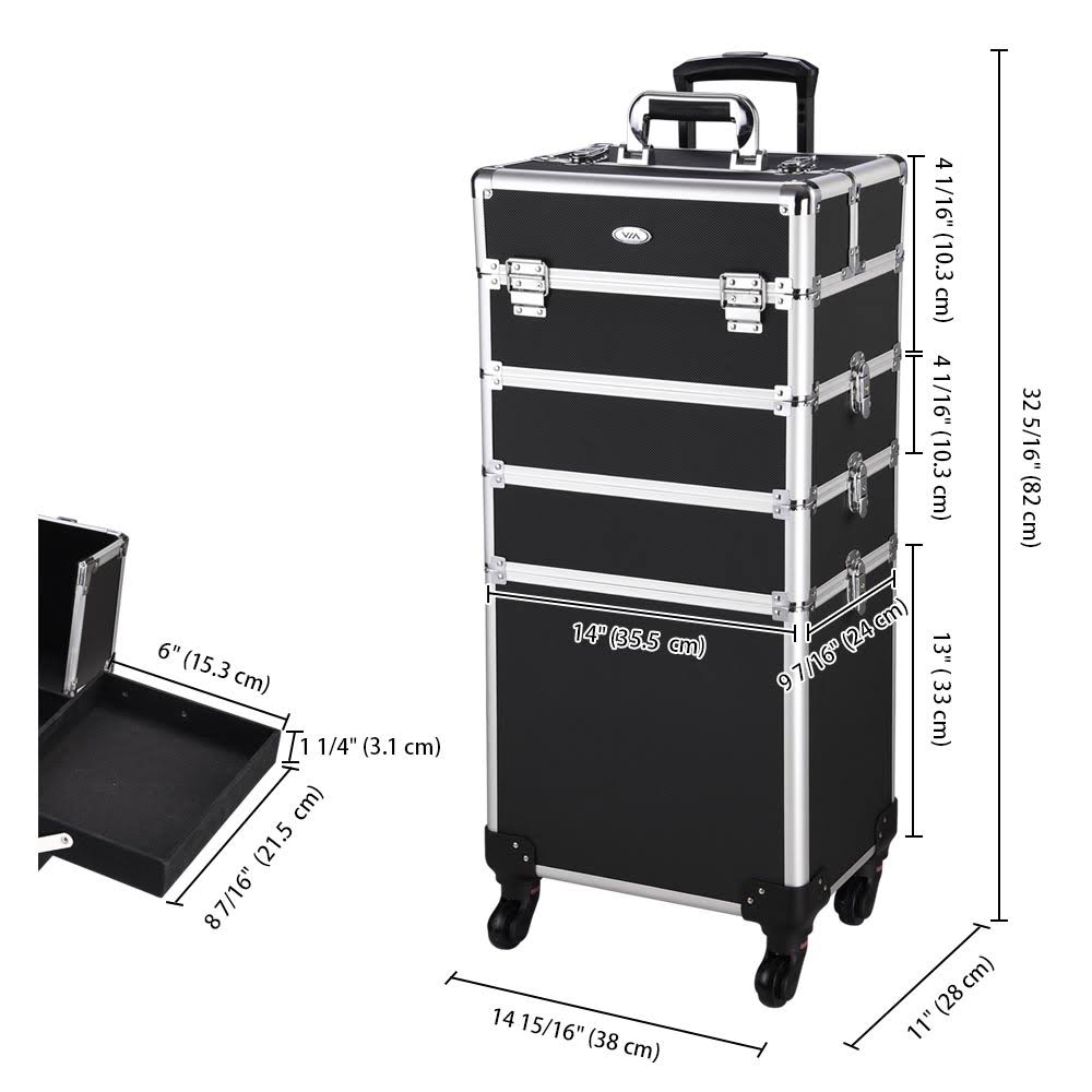 Black Aluminum Rolling Makeup Train Case H403922