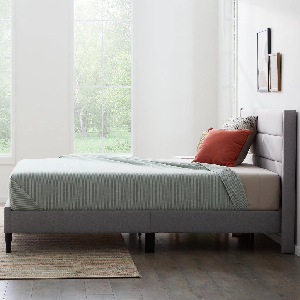 Blue Queen Upholstered Platform Bed R7664