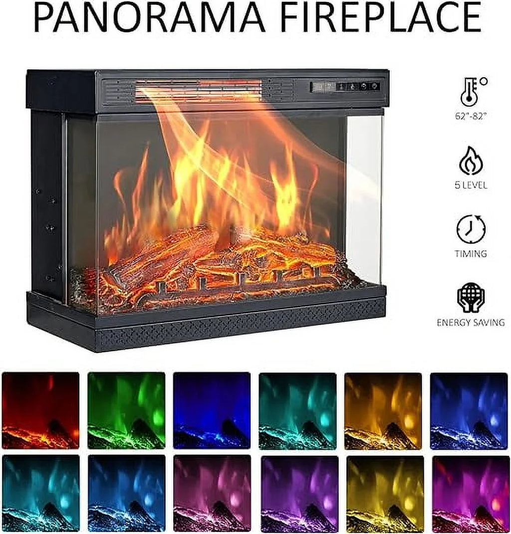 Fireplace TV Stand with Electric Fireplace, Wash Gray W95293