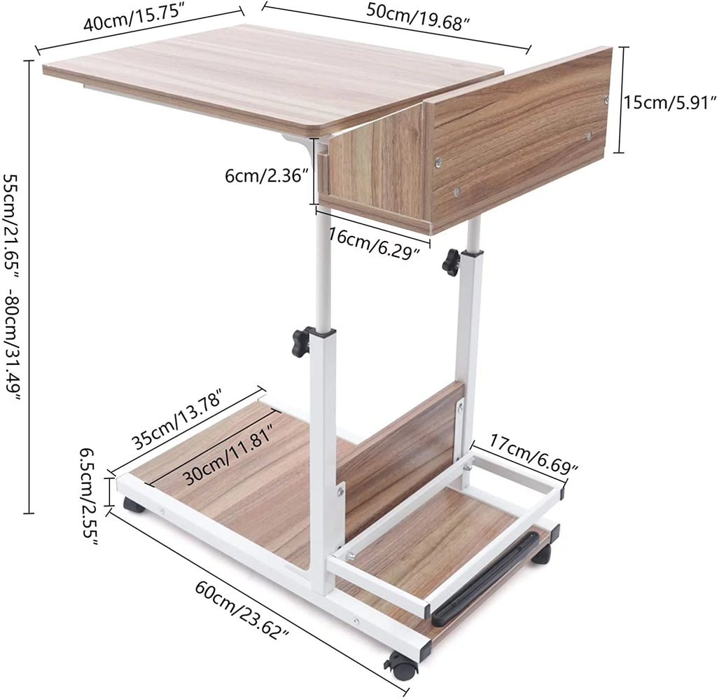 Adjustable Side End Table with Wheels Z5041