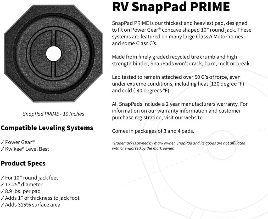 RV Leveling Jack Pad for 10 inch Round Landing Feet Pack of 2 V585
