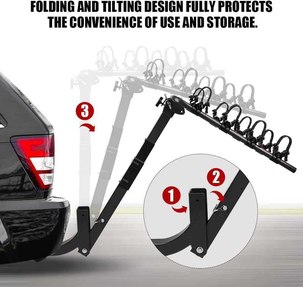 4 Bike Rack, Double Foldable Rack, 2 Hitch Receiver H16738