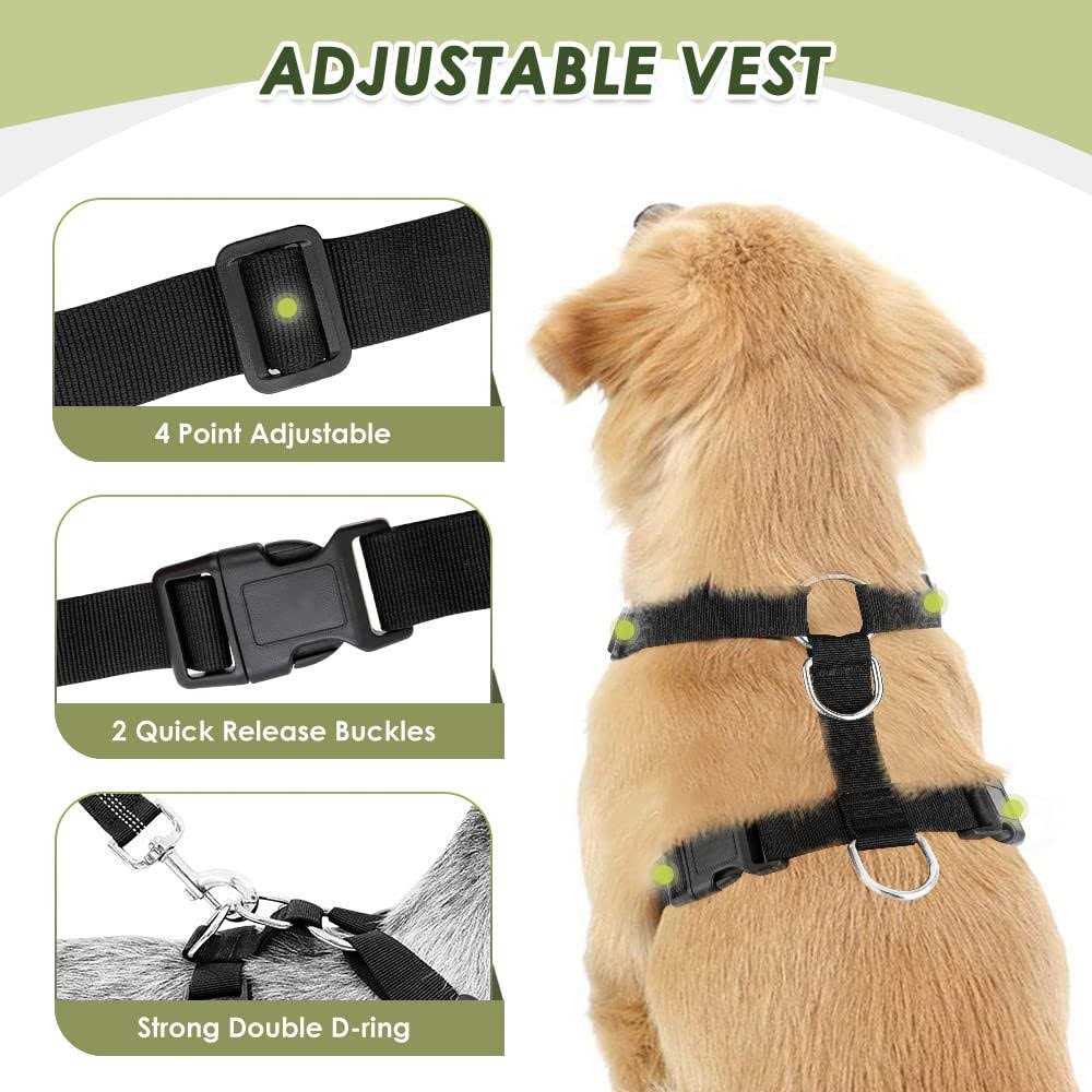 Dog Car Harness Seat Belt Set Adjustable Mesh Breathable G63126
