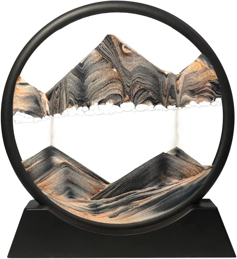 Moving Sand Art Picture Round Glass 3D Deep Sea 7 Inch Pack of 2 A287