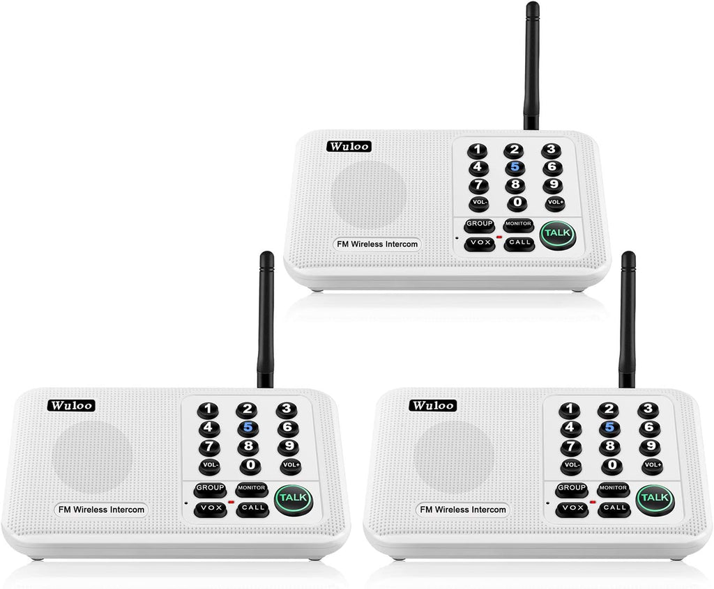 Wireless Intercom System 5280 Feet Range 10 Channel Black 3 Packs U314605