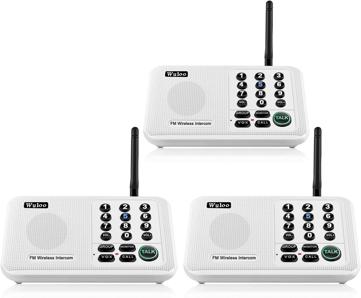 Wireless Intercom System 5280 Feet Range 10 Channel Black 3 Packs U314605