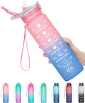32oz Leakproof Sports Water Bottle with Straw & Time Marker R5274