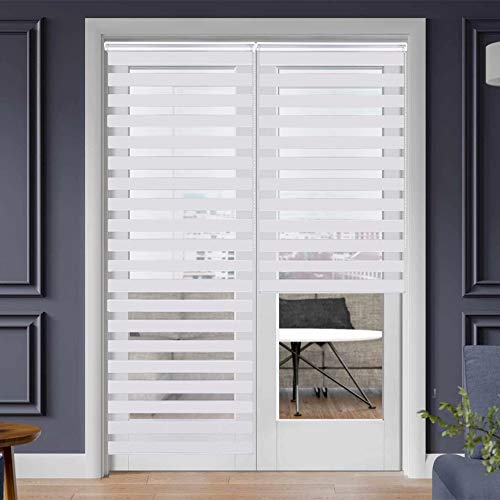 White 35.4" W x 90" H Dual Roller Zebra Blinds L486