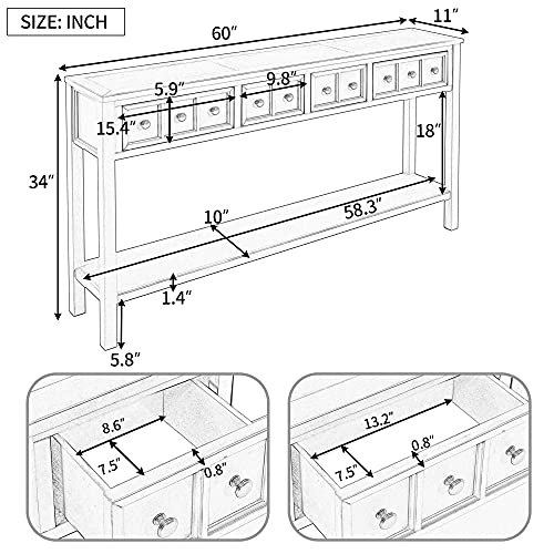 Sideboard Console Table with 2 Drawers and Bottom Shelf N5608