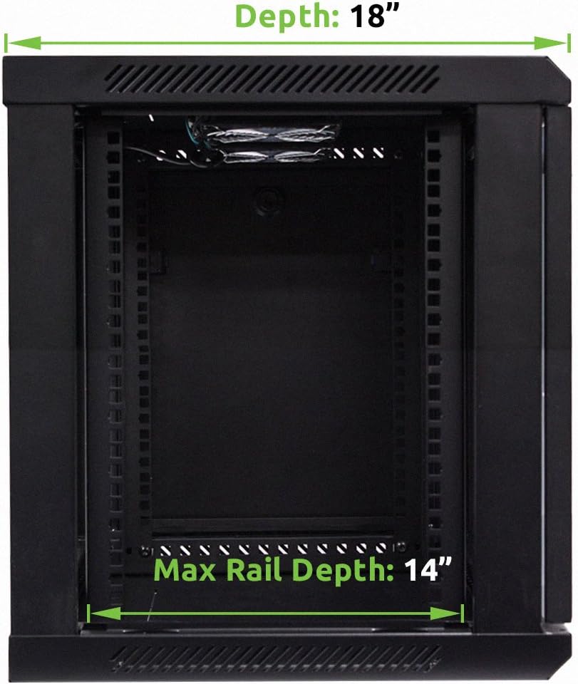 9U 19-Inch Server Network Rack with Locking Glass Door Black G448