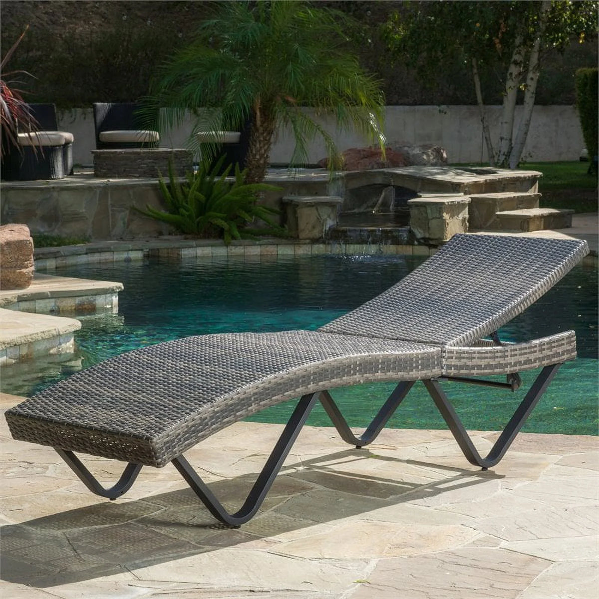 Grey Single Chaise Lounger N2687