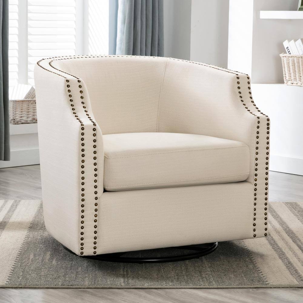 Linen Swivel Barrel Chair W81490