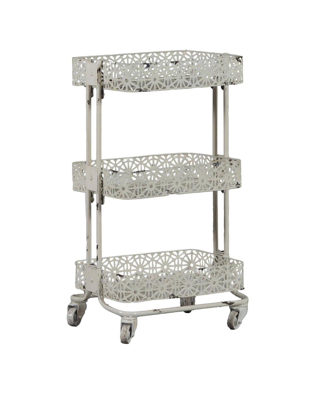 Cream Metal Three Tier Cart L287