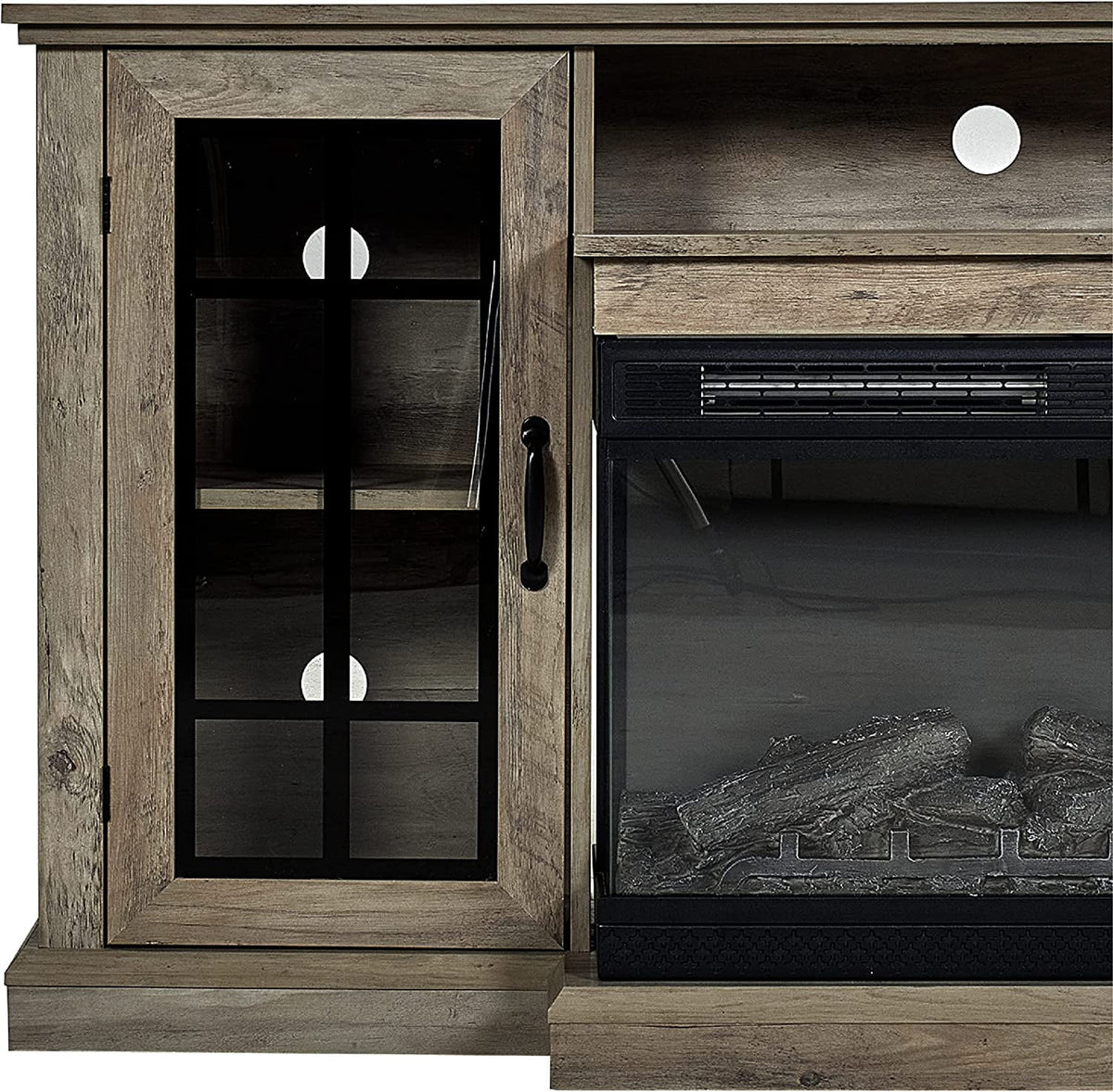 Fireplace TV Stand with Electric Fireplace, Wash Gray W95293