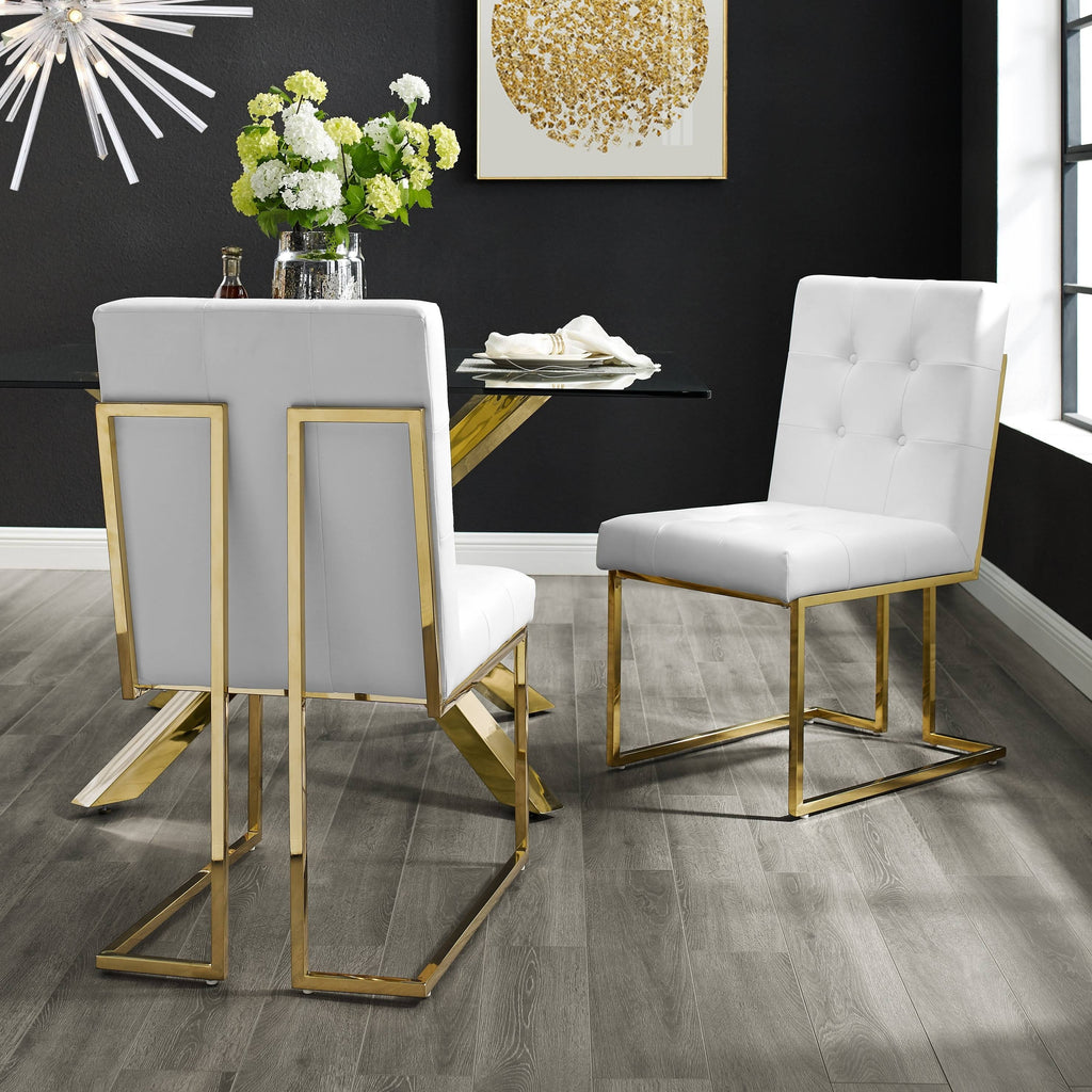PU Leather or Velvet Armless Dining Chair Set of 2 with Chrome Frame E81288
