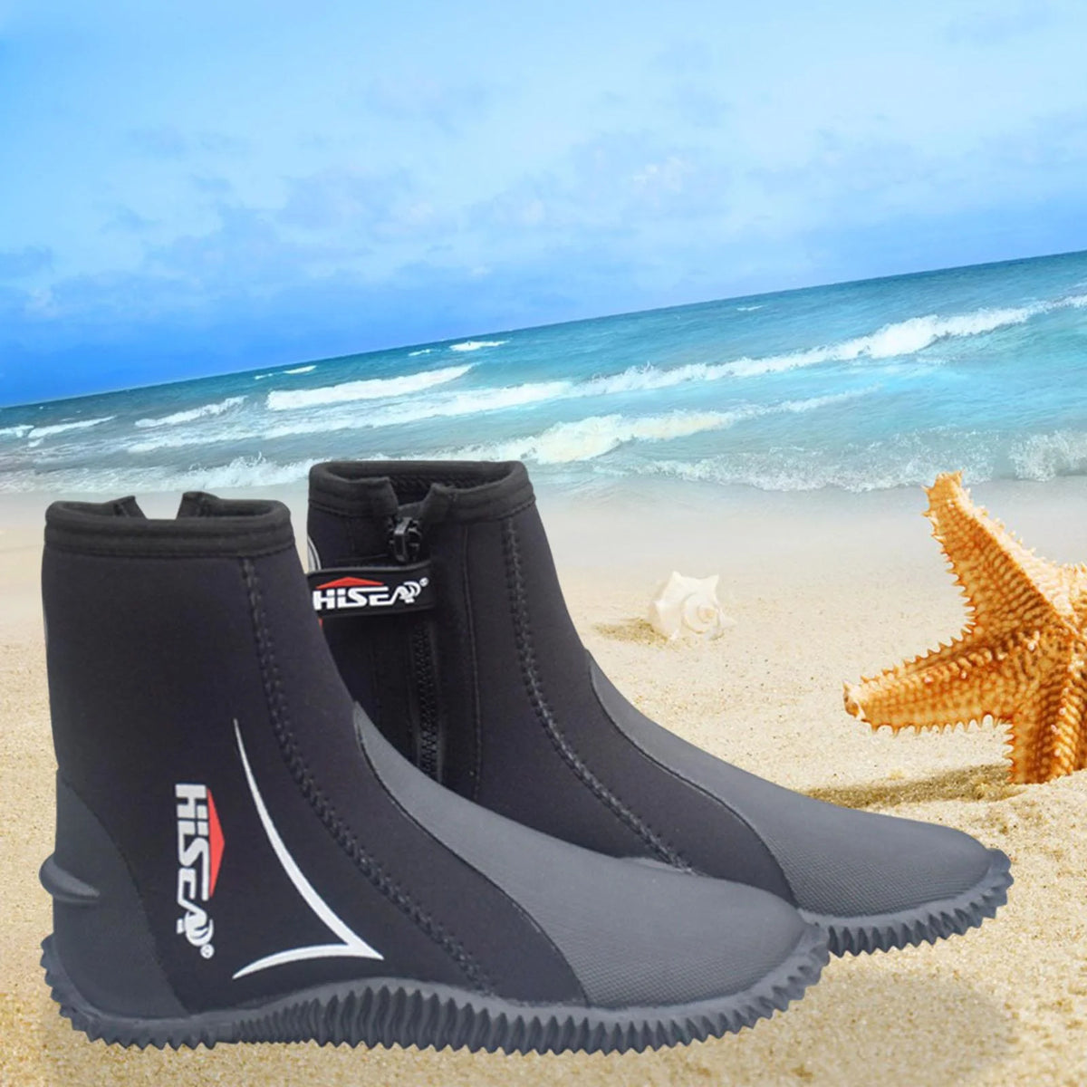 5mm Neoprene Scuba Diving Booties Wetsuit Boots Water Sports Unisex Anti Slip Rubber Sole Swim Surf for Wakeboarding Diving Kayaking Fishing 24.5-25 J663324