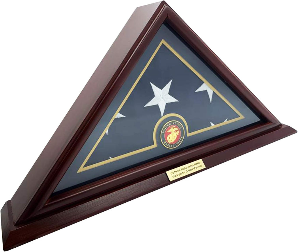 Solid Wood Cherry Finish Wall Mounted Flag Display Case R6471