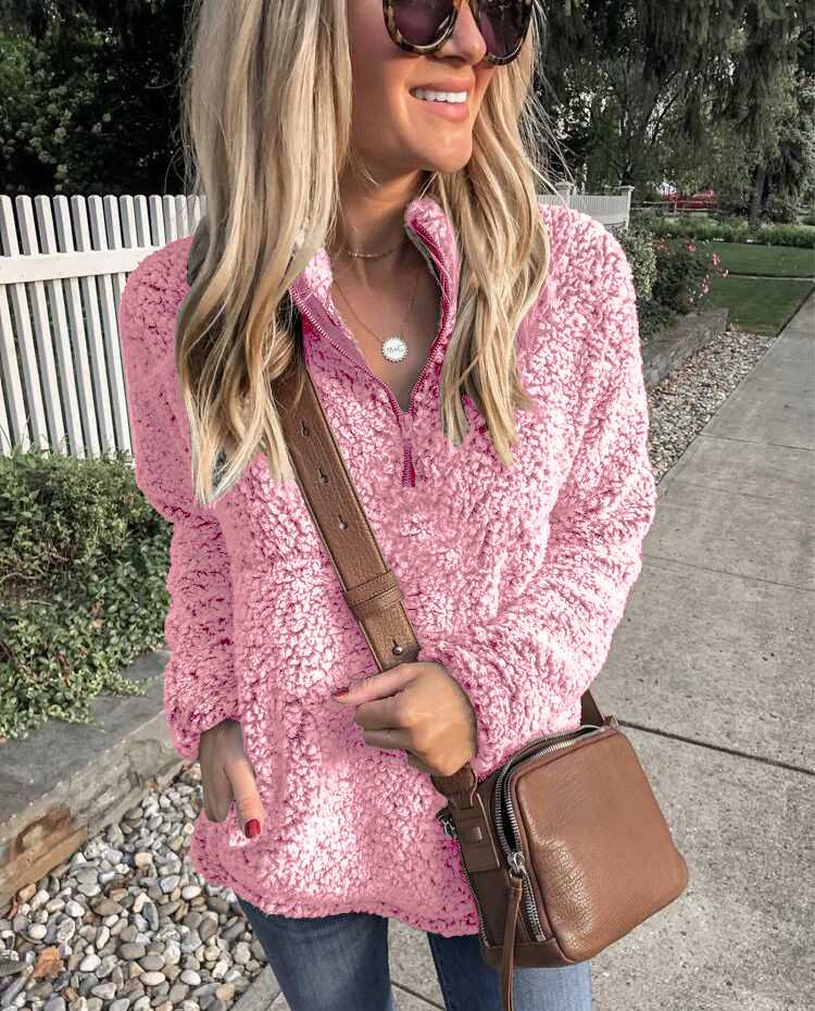 Faux Fur Sherpa Fleece Pullover V8845