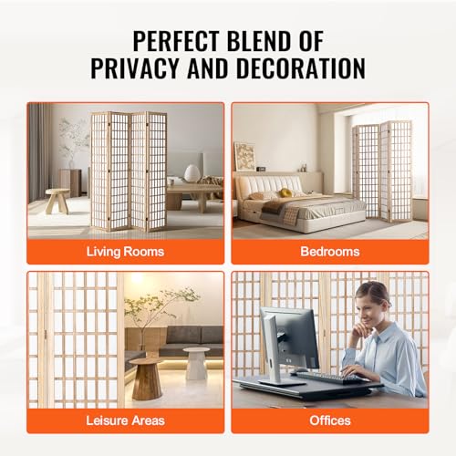 4 Panel Wood Folding Room Divider J162