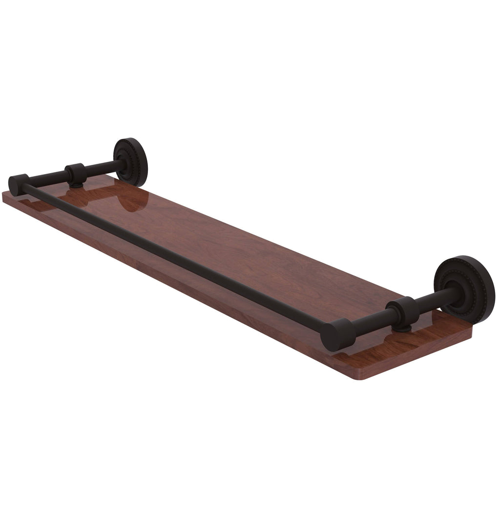 22 in. Solid Ironwood Shelf with Gallery Rail, Oil Rubbed Bronze P899375