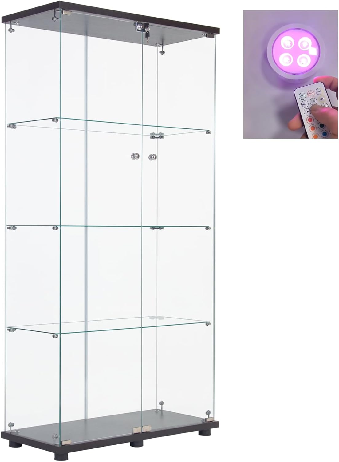 Black Two Door Glass Display Cabinet with 4 Shelves V68043