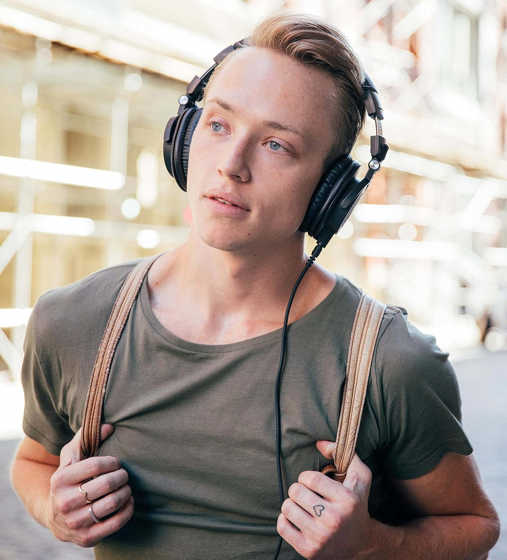 Studio Monitor Headphones with Headphone Hook, Y Splitter Cable, and 2-Pack of Replacement Earpads C1216