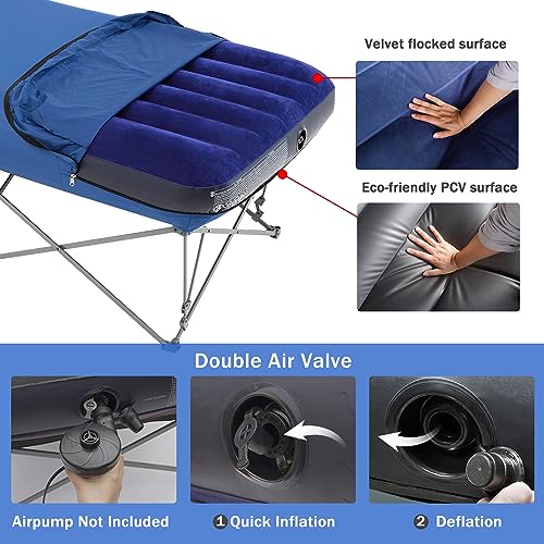 Folding Camping Cot with Inflatable Air Mattress and Carry Bag R217