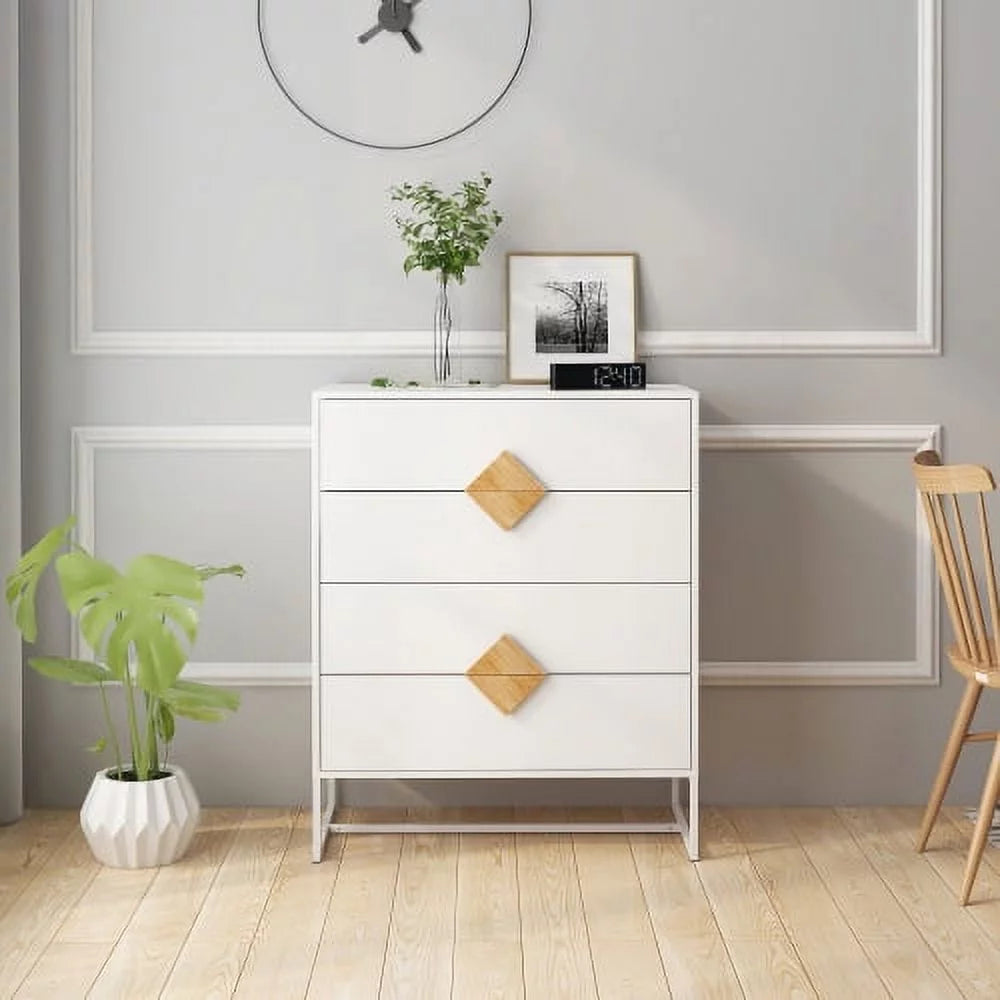 White 4 Drawer Solid Wood Dresser O147