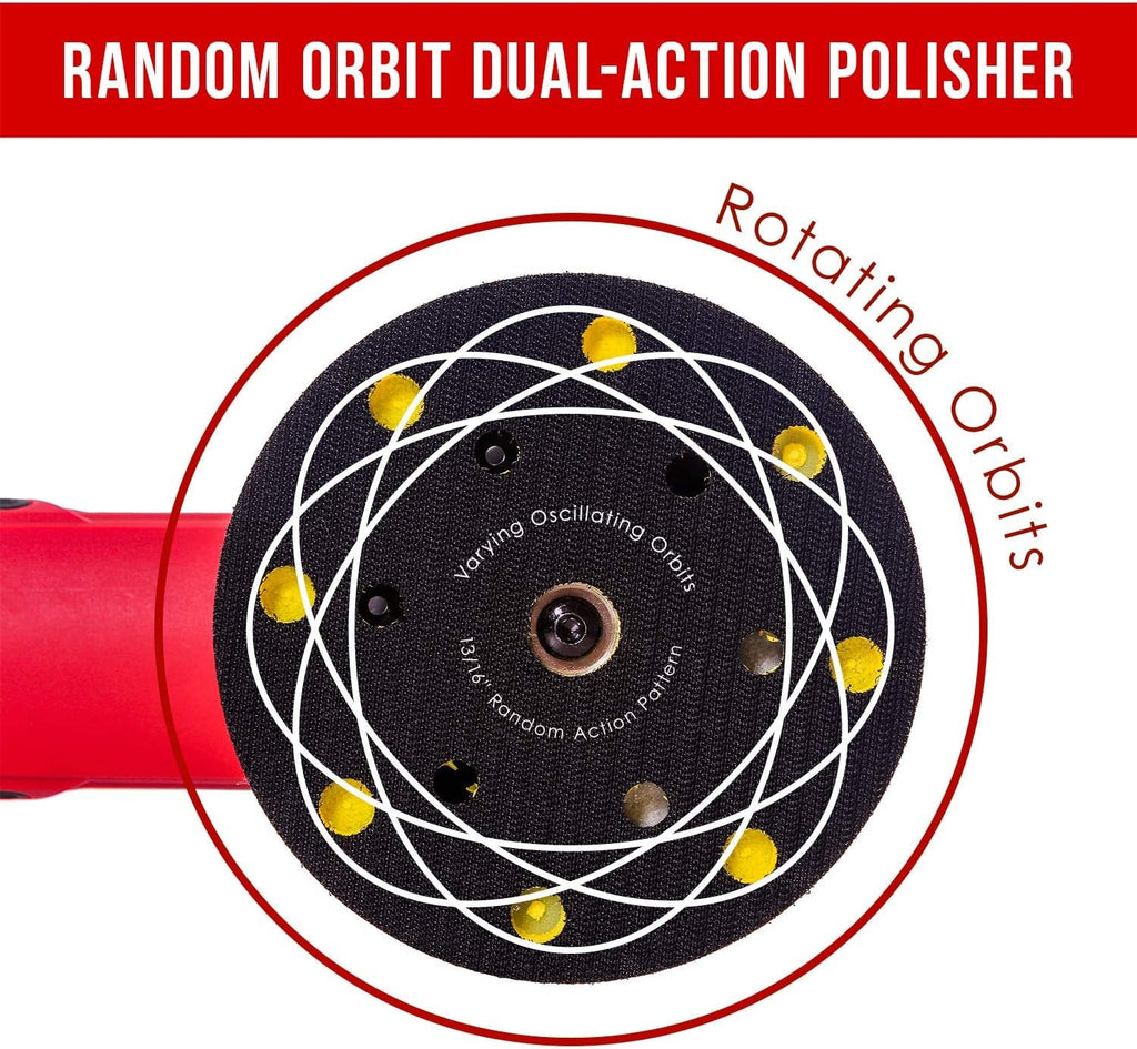 6 Variable Speed Dual-Action Polisher with Foam & Wool Pad Kit D6418