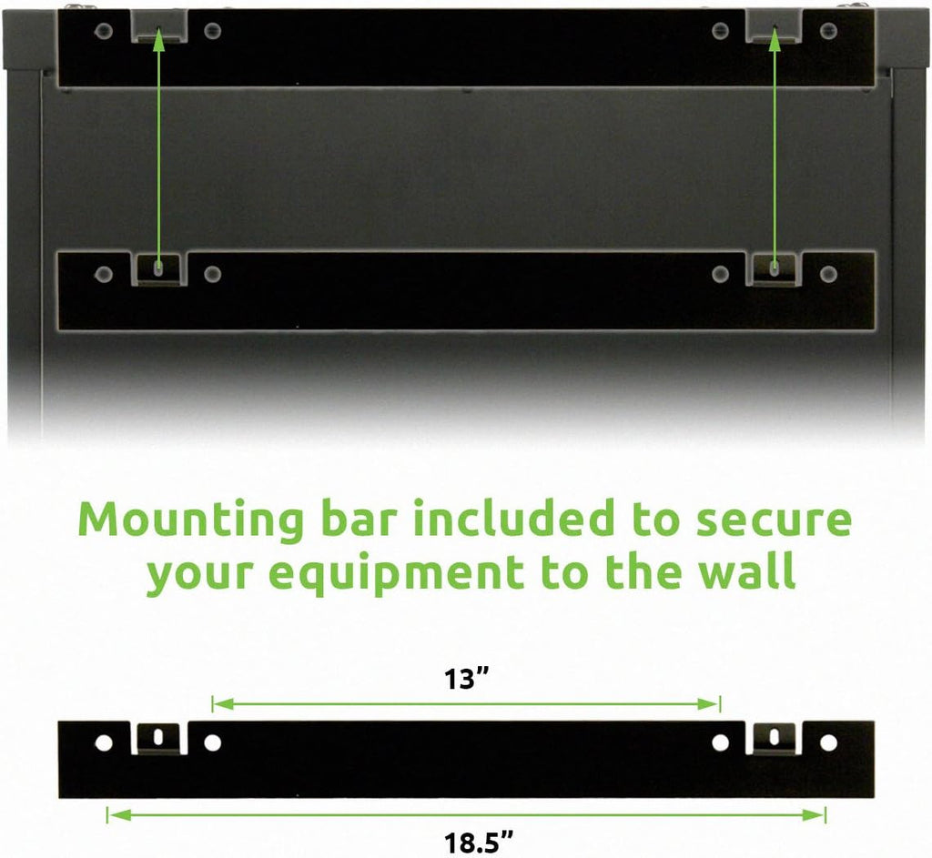 9U 19-Inch Server Network Rack with Locking Glass Door Black G448
