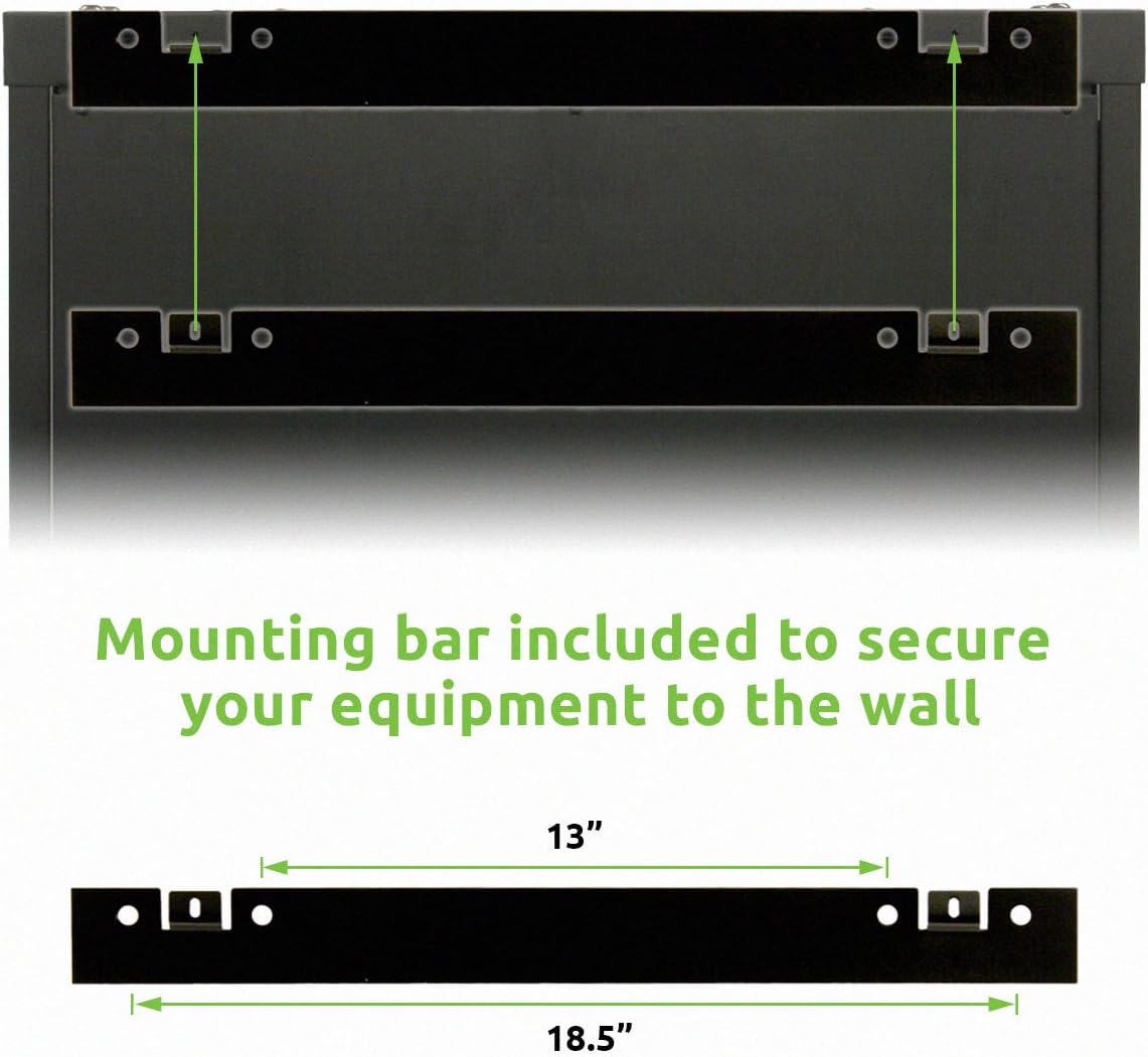 9U 19-Inch Server Network Rack with Locking Glass Door Black G448