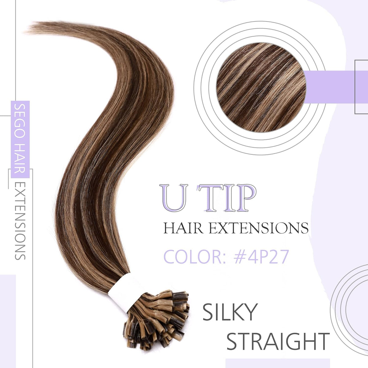 50 Strands 50g/Pack 18 Inch Medium Brown&Dark Blonde Real Human Hair Straight Extensions N937768