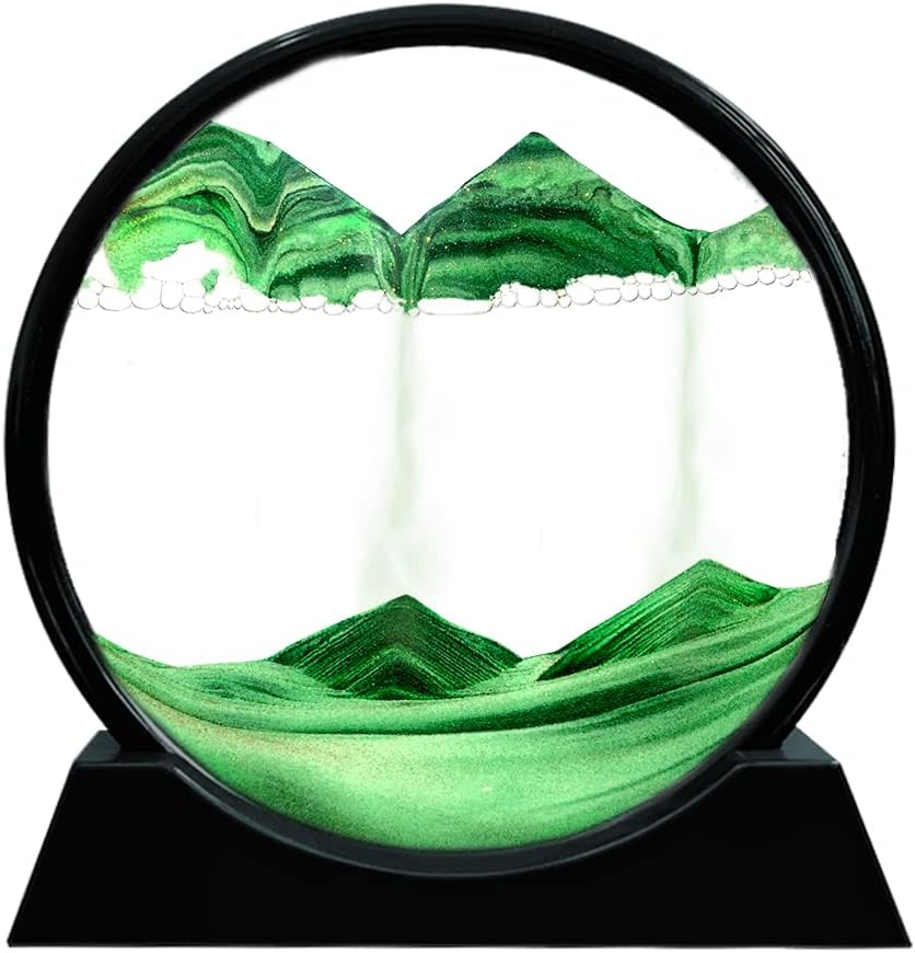 Moving Sand Art Picture Round Glass 3D Deep Sea 7 Inch Pack of 2 A287