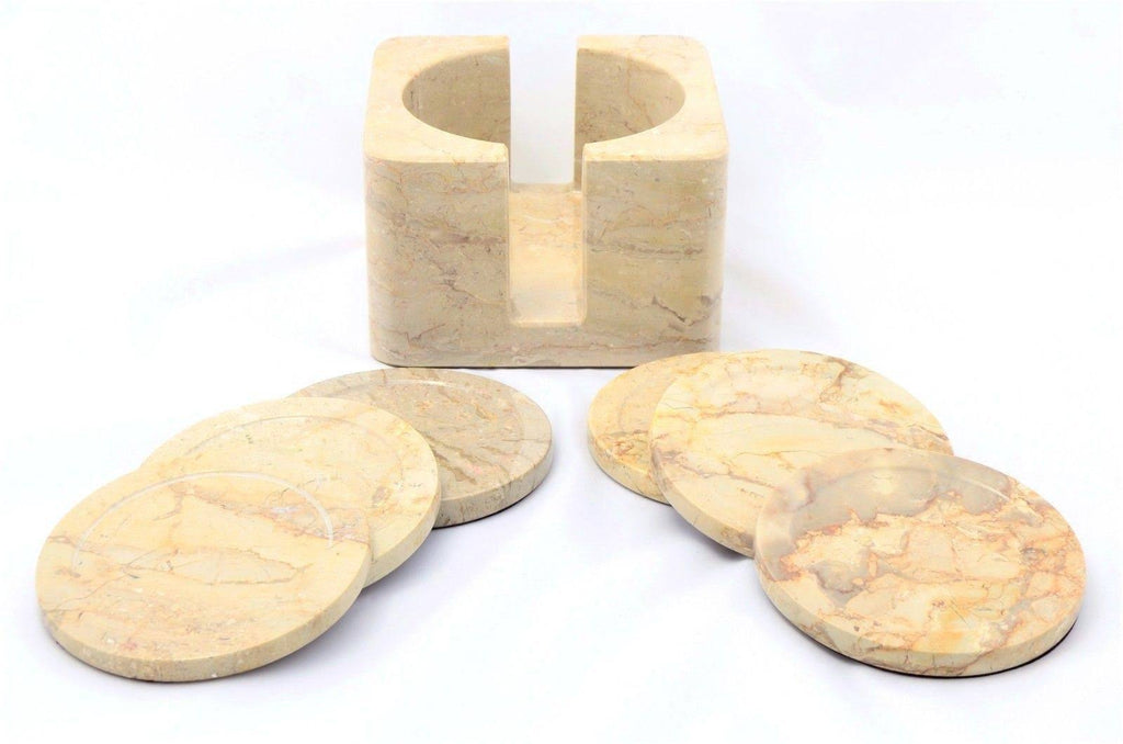 Sahara Beige Coasters with Square Holder (Set of 6) F176910