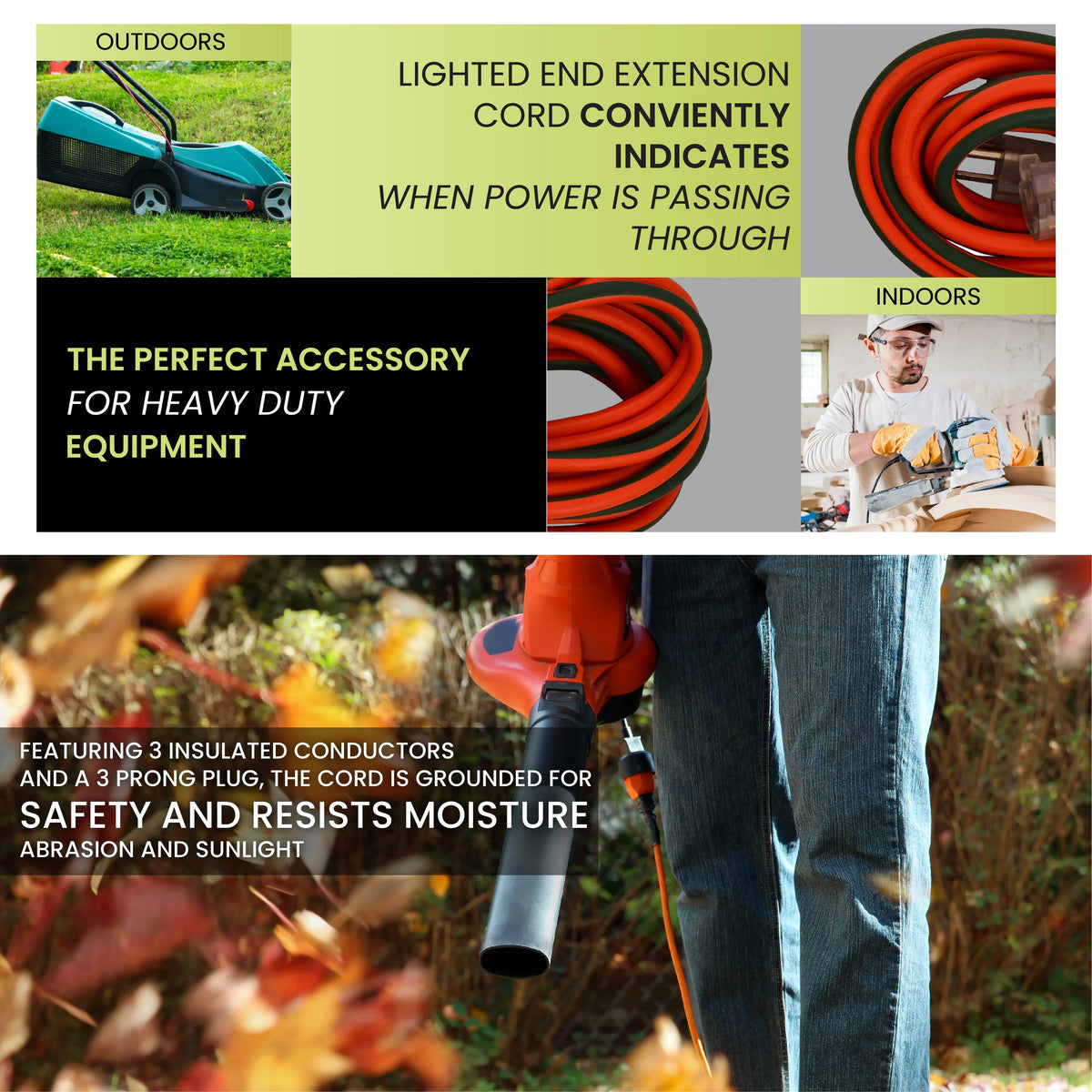 16/3 100 Ft SJTW Outdoor Extension Cord with Lighted End Z4968