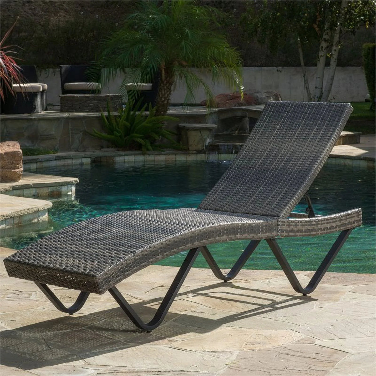 Grey Single Chaise Lounger N2687