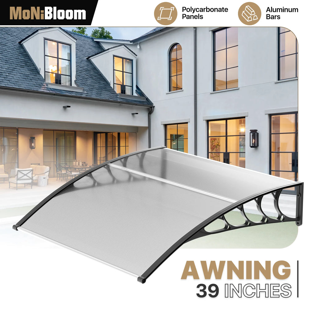 Clear Polycarbonate Door Canopy with Black Bracket X8268