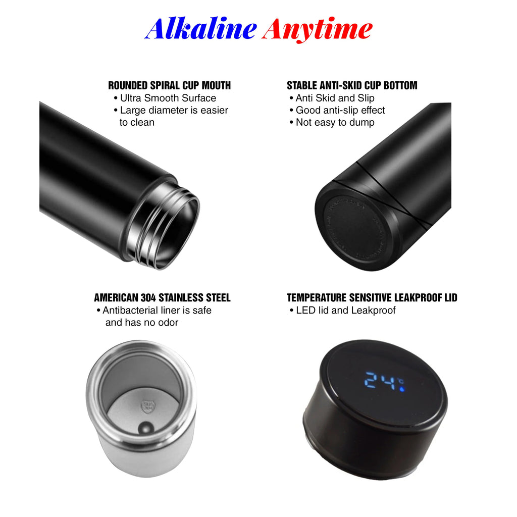 2 Lids Water Bottle with 3 Alkaline Water Pouches Q723