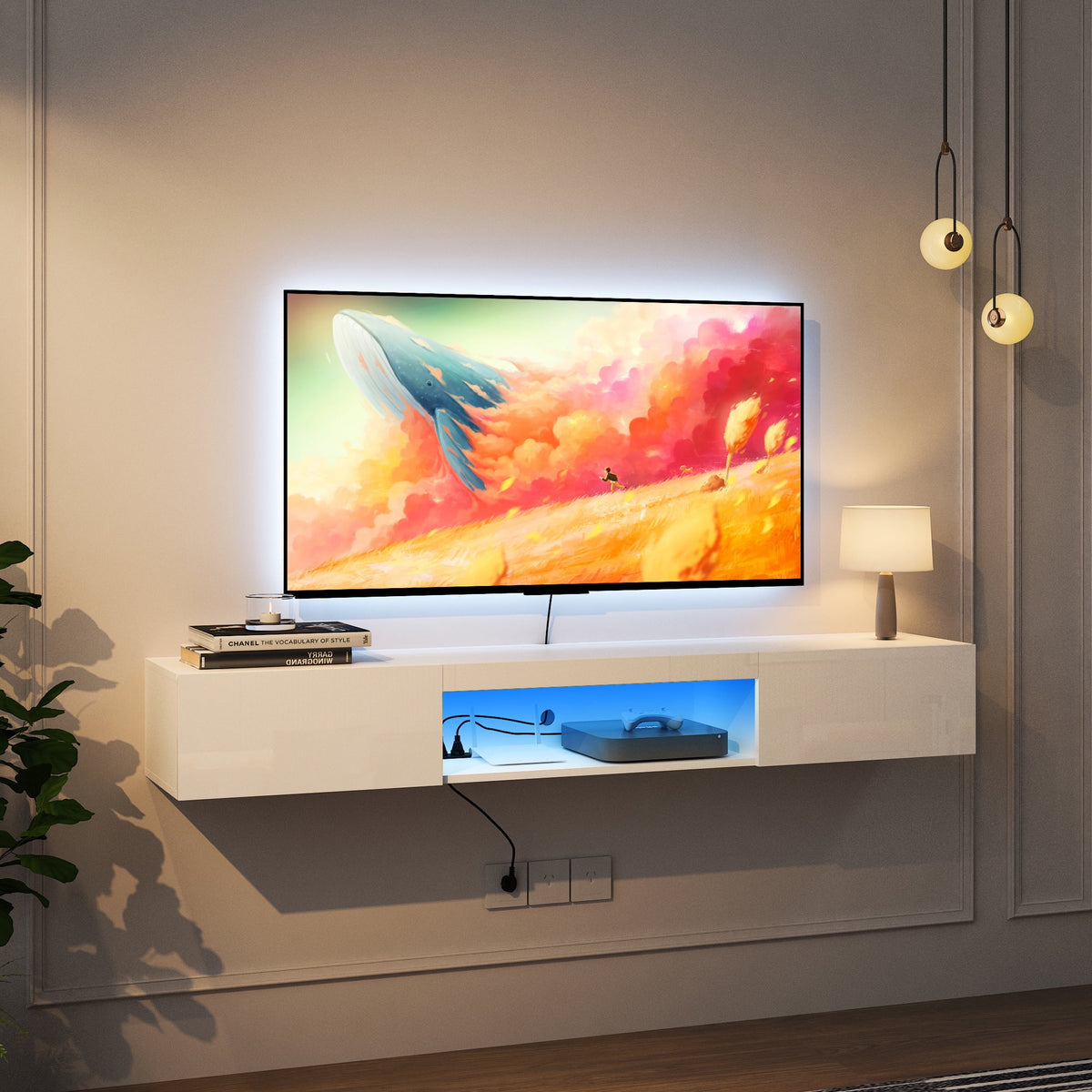 Wall Mounted Floating TV Stand with LEDs K7094