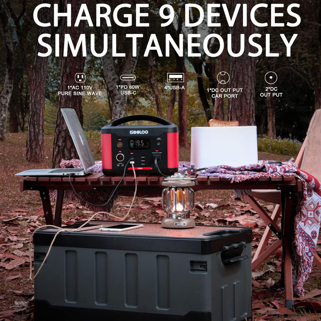 Portable Power Station 626Wh 600W AC Outlets Lithium Battery Y973