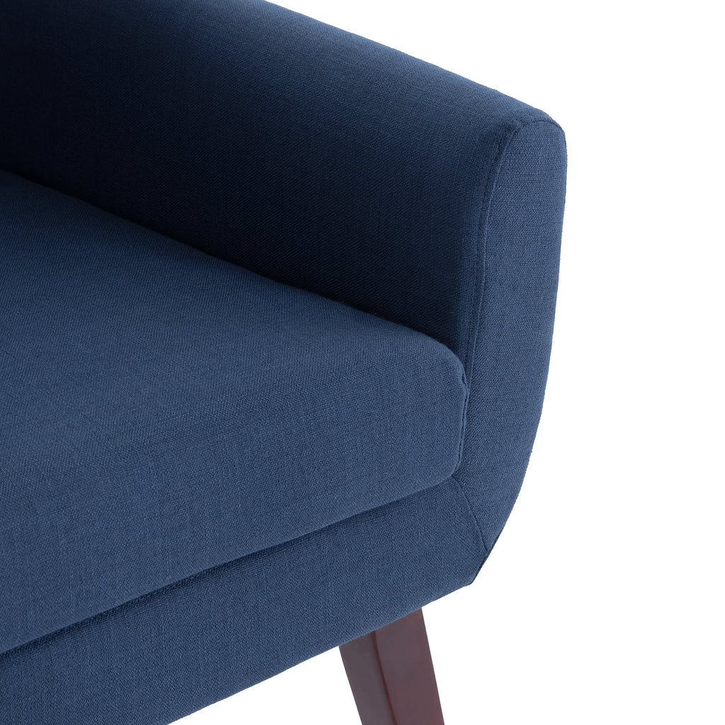 Blue Linen Fabric Tufted Accent Chair with Ottoman D13067