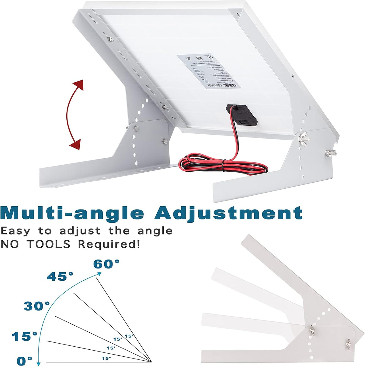 20 Watt 12V Solar Panel Kit with Adjustable Tilt Mount Brackets and 5A PWM Solar Charge Controller J21289