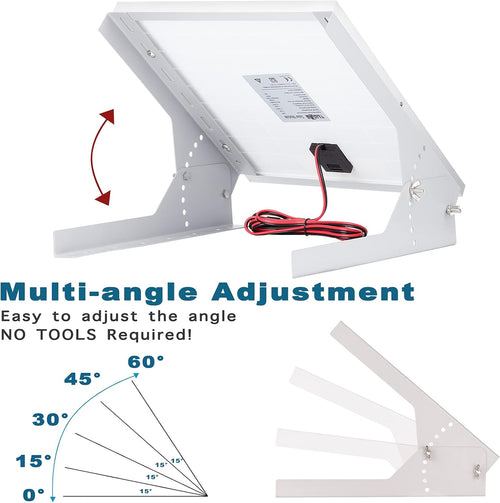 20 Watt 12V Solar Panel Kit with Adjustable Tilt Mount Brackets and 5A PWM Solar Charge Controller J21289