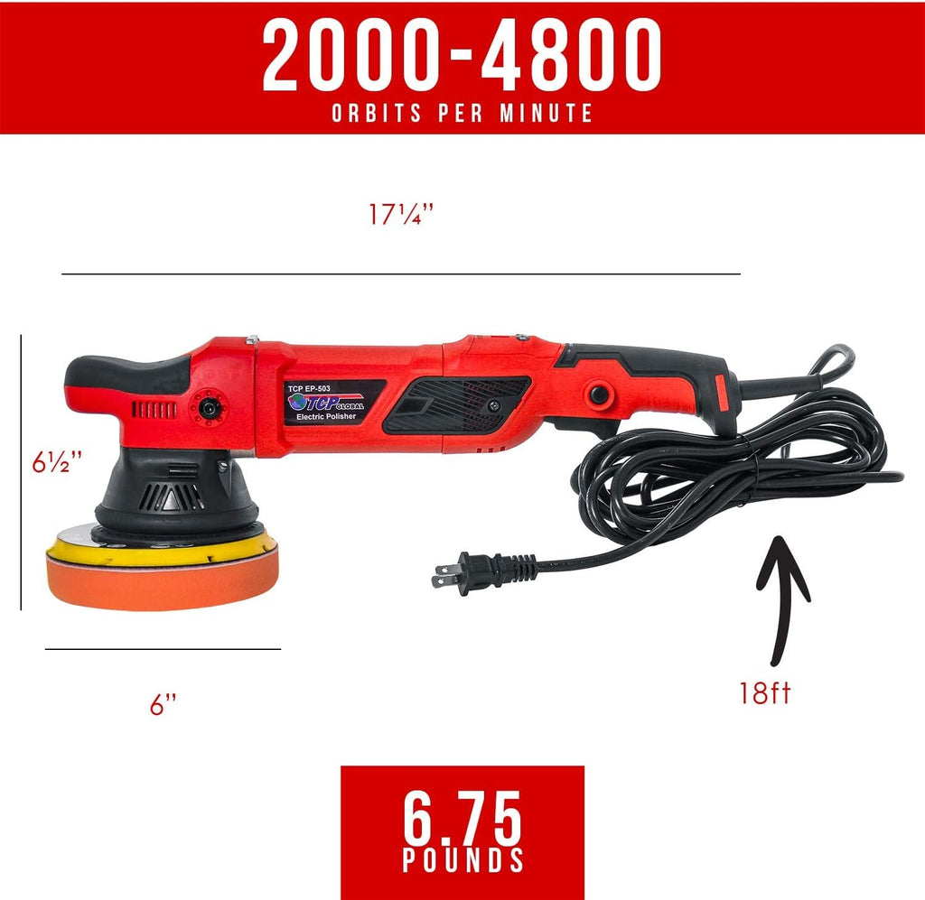 6 Variable Speed Dual-Action Polisher with Foam & Wool Pad Kit D6418