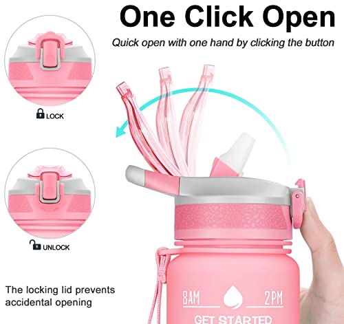 32oz Leakproof Sports Water Bottle with Straw & Time Marker R5274