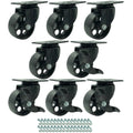 8 Pck Black Metal Caster Wheels with Screws M253