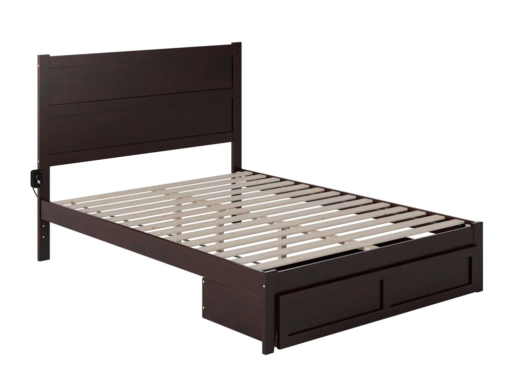 14" Queen Wood Platform Bed Frame with Foot Drawer Storage H7435